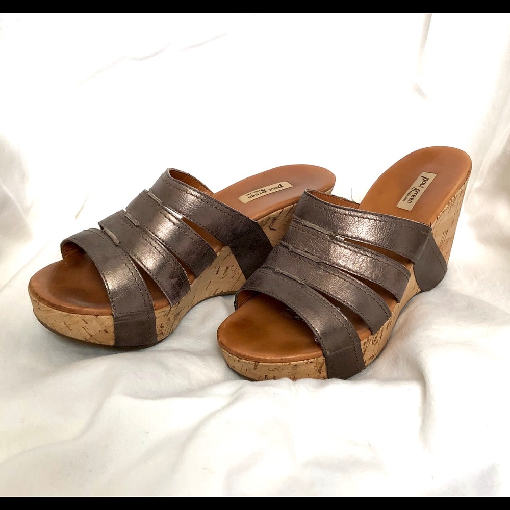 Paul Green Bronze cork wedge sandals